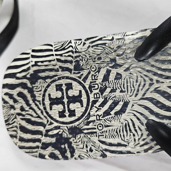 Tory Burch Zebra Print Platform Flip Flops Black Cream Women's Size 7.5-8? - Picture 9 of 11